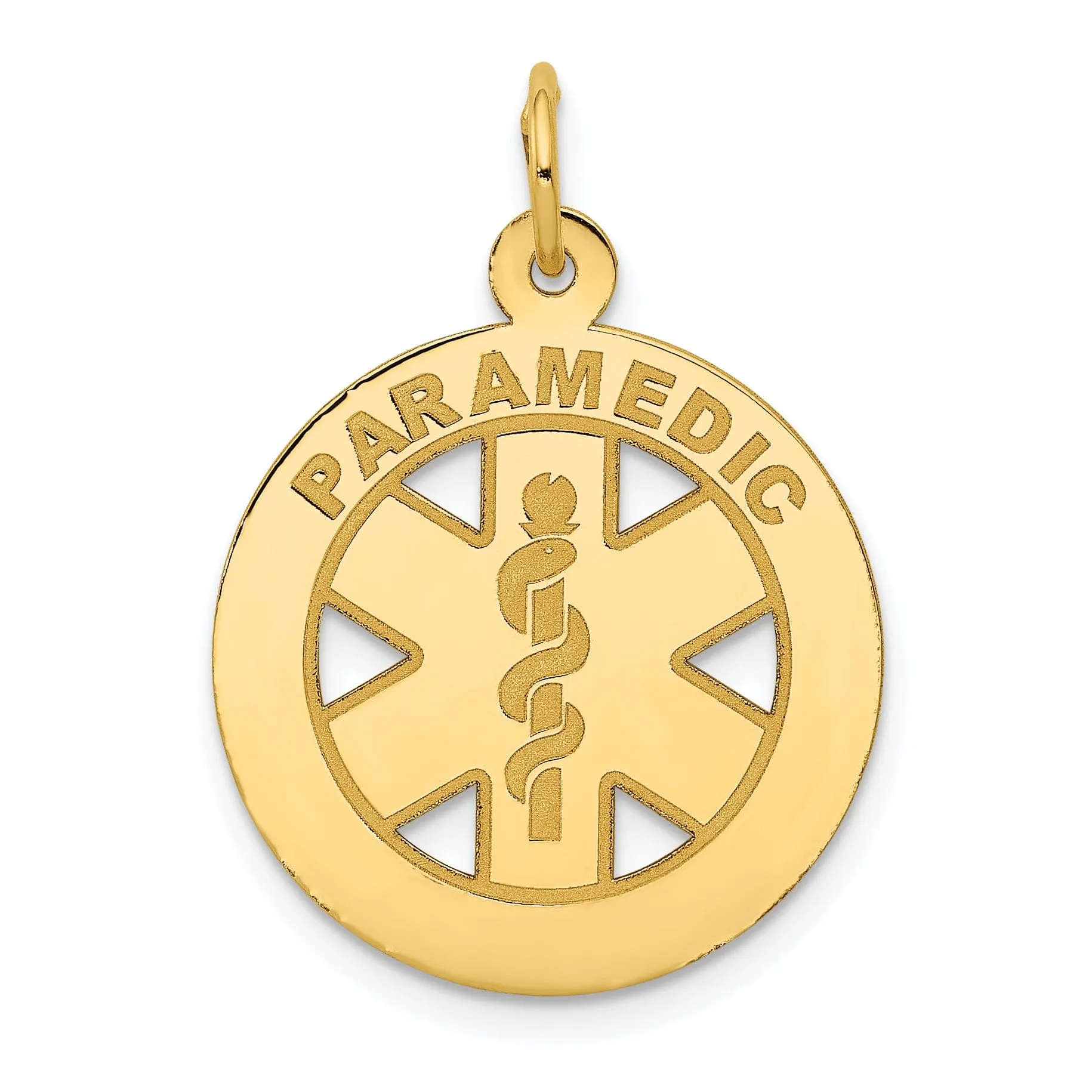 Solid 14k Yellow Gold Paramedic Medical Pendant