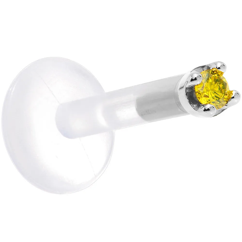 Solid 14KT White Gold 1.5mm Genuine Yellow Diamond Bioplast Push in Monroe
