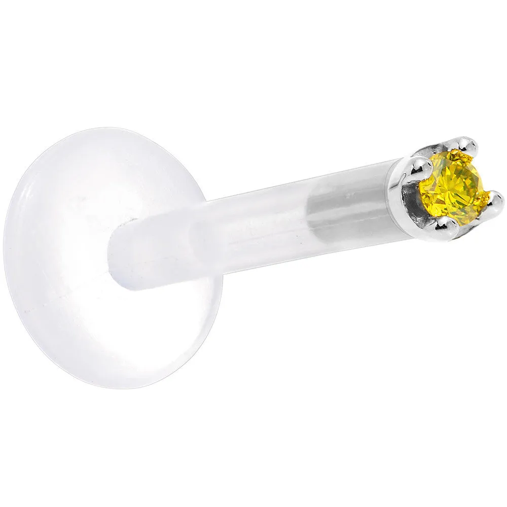 Solid 14KT White Gold 1.5mm Genuine Yellow Diamond Bioplast Push in Monroe