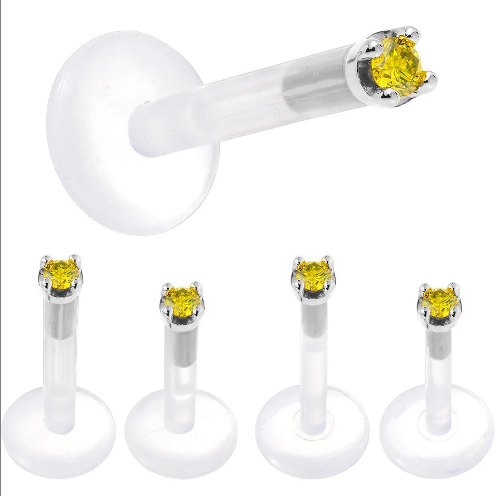 Solid 14KT White Gold 1.5mm Genuine Yellow Diamond Bioplast Push in Monroe