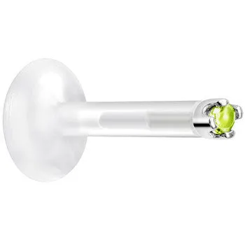 Solid 14KT White Gold August 1.5mm CZ Bioplast Push in Labret Monroe