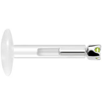 Solid 14KT White Gold August 1.5mm CZ Bioplast Push in Labret Monroe