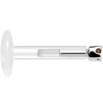 Solid 14KT White Gold January 1.5mm CZ Bioplast Push in Labret Monroe