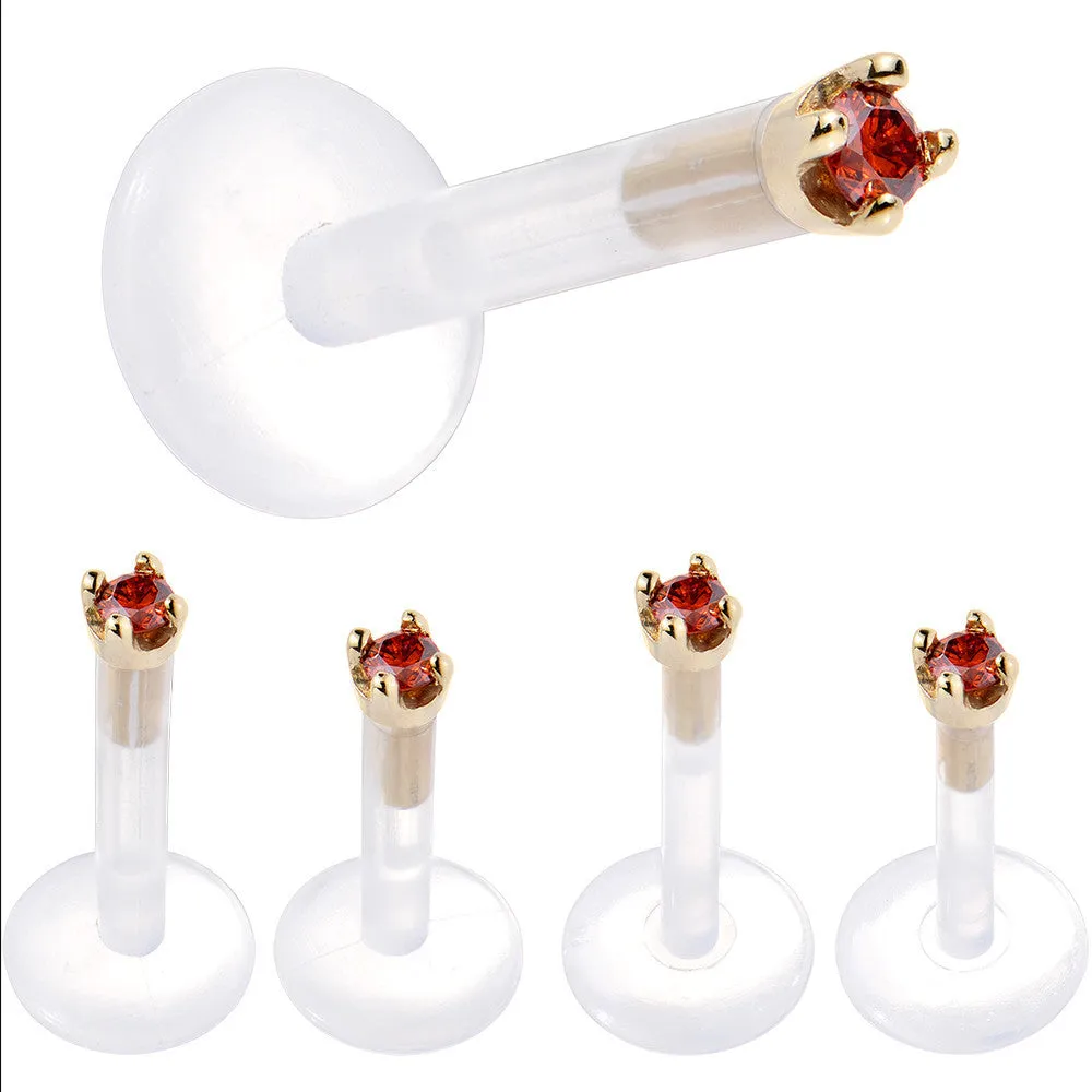 Solid 14KT Yellow Gold 1.5mm Genuine Red Diamond Bioplast Push in Monroe