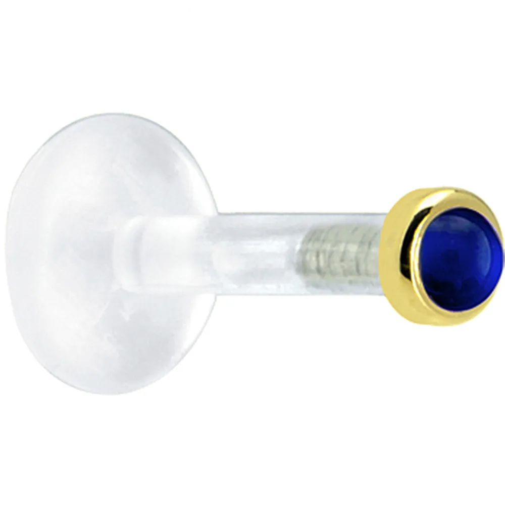 Solid 14KT Yellow Gold 2mm Genuine Blue Sapphire Bioplast Push in Monroe