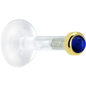 Solid 14KT Yellow Gold 2mm Genuine Blue Sapphire Bioplast Push in Monroe