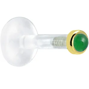 Solid 14KT Yellow Gold 2mm Genuine Jade Bioplast Push in Monroe