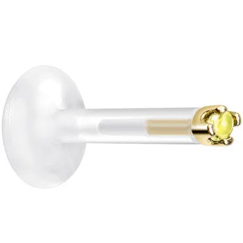 Solid 14KT Yellow Gold November 1.5mm CZ Bioplast Push in Labret Monroe