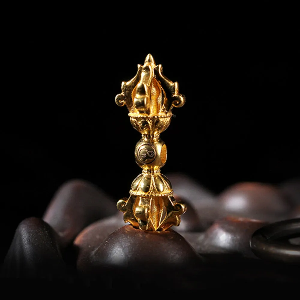 Solid 18k Gold Tibetan Vajra Pestle Charm