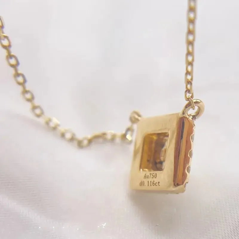 Solid 18k Yellow Gold Natural Diamond Pendant Necklace