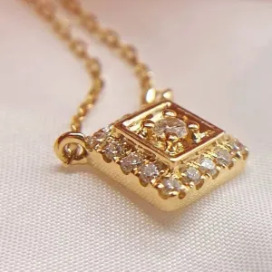 Solid 18k Yellow Gold Natural Diamond Pendant Necklace