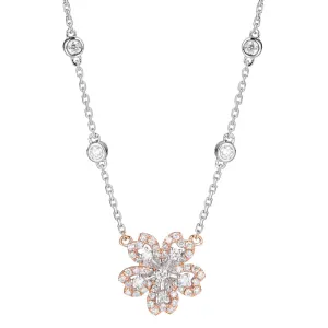 Solid Gold Diamond Sakura Pendant Necklace