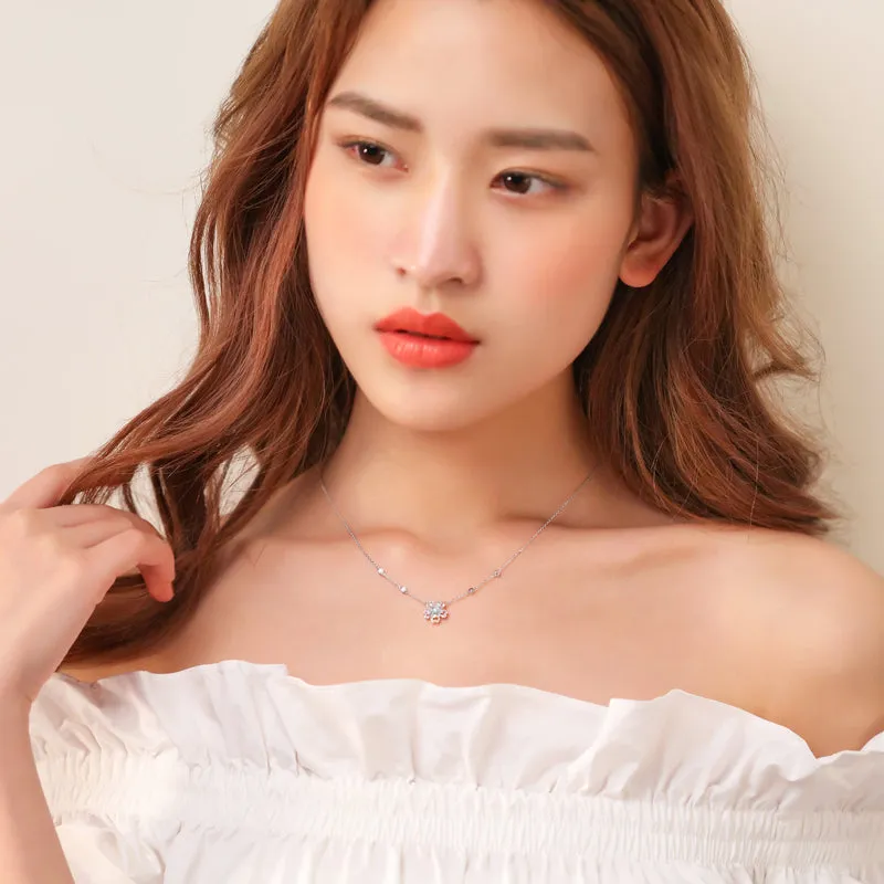 Solid Gold Diamond Sakura Pendant Necklace