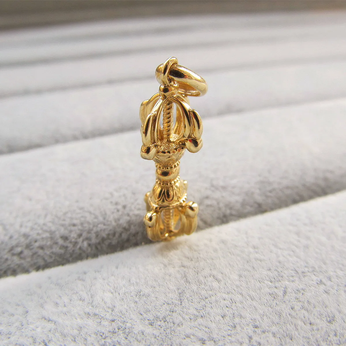 Solid Gold Tibetan Vajra Pestle Pendant