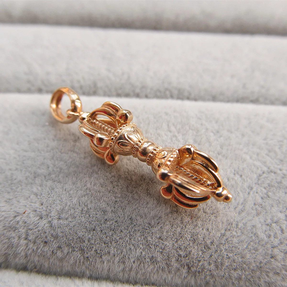 Solid Gold Tibetan Vajra Pestle Pendant