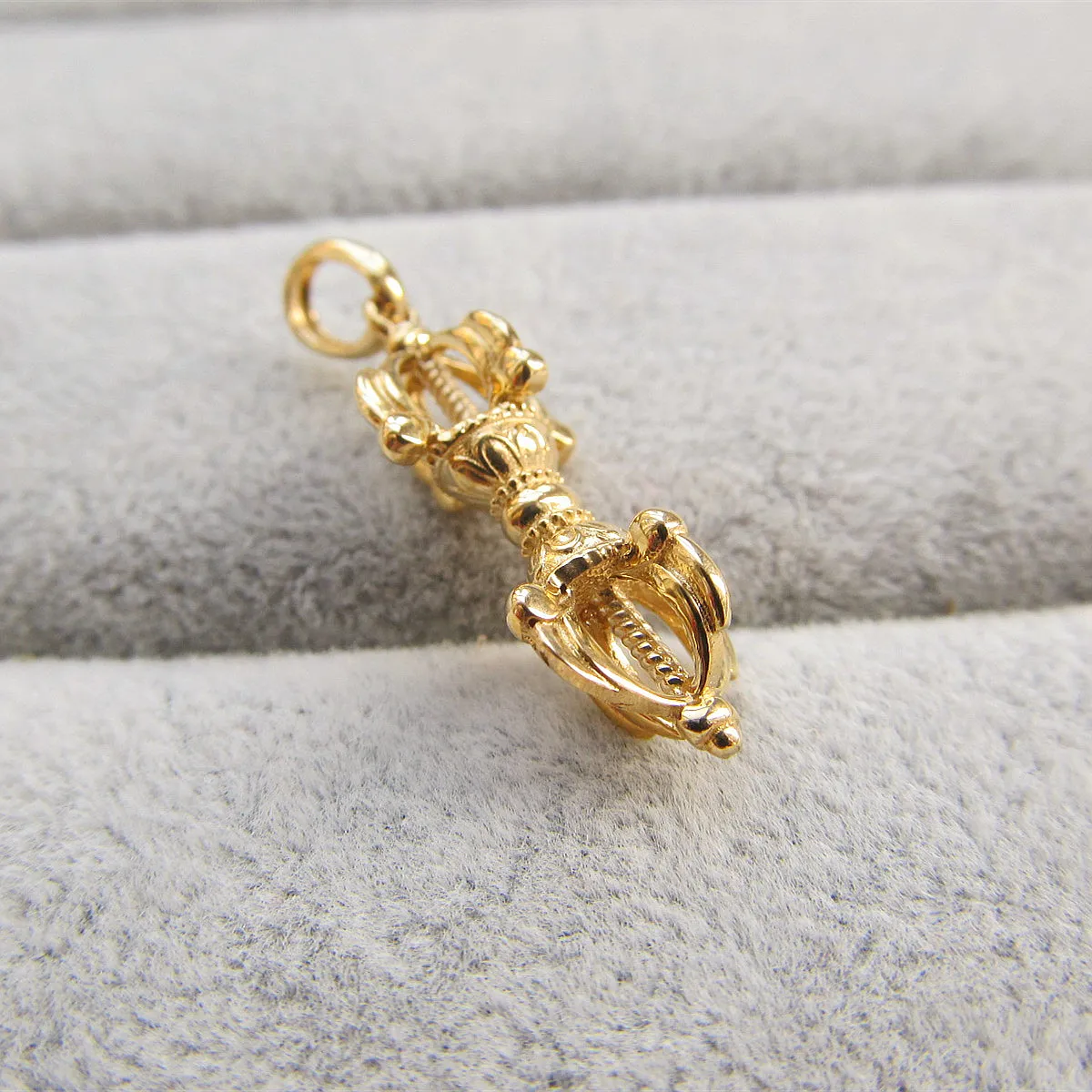 Solid Gold Tibetan Vajra Pestle Pendant