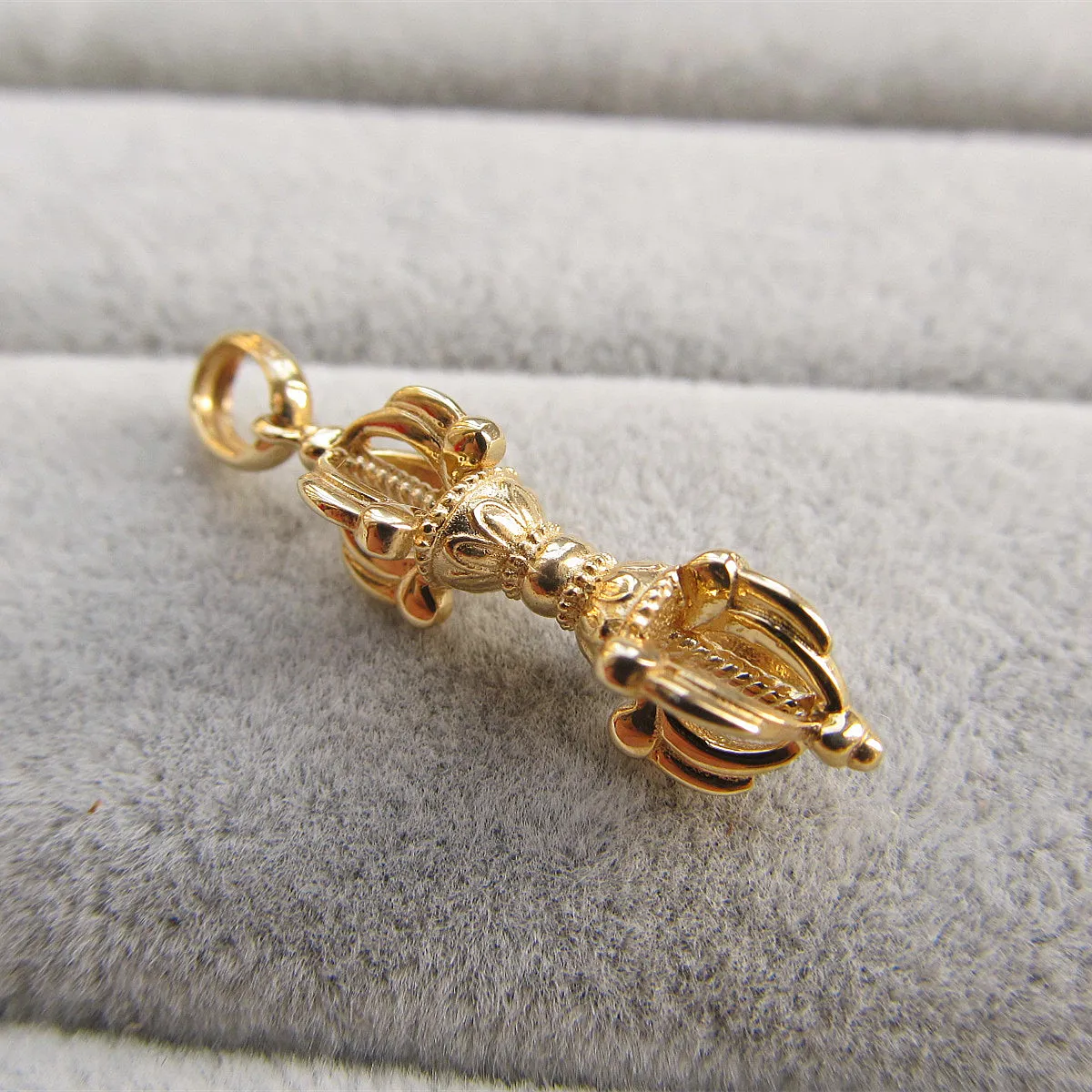 Solid Gold Tibetan Vajra Pestle Pendant
