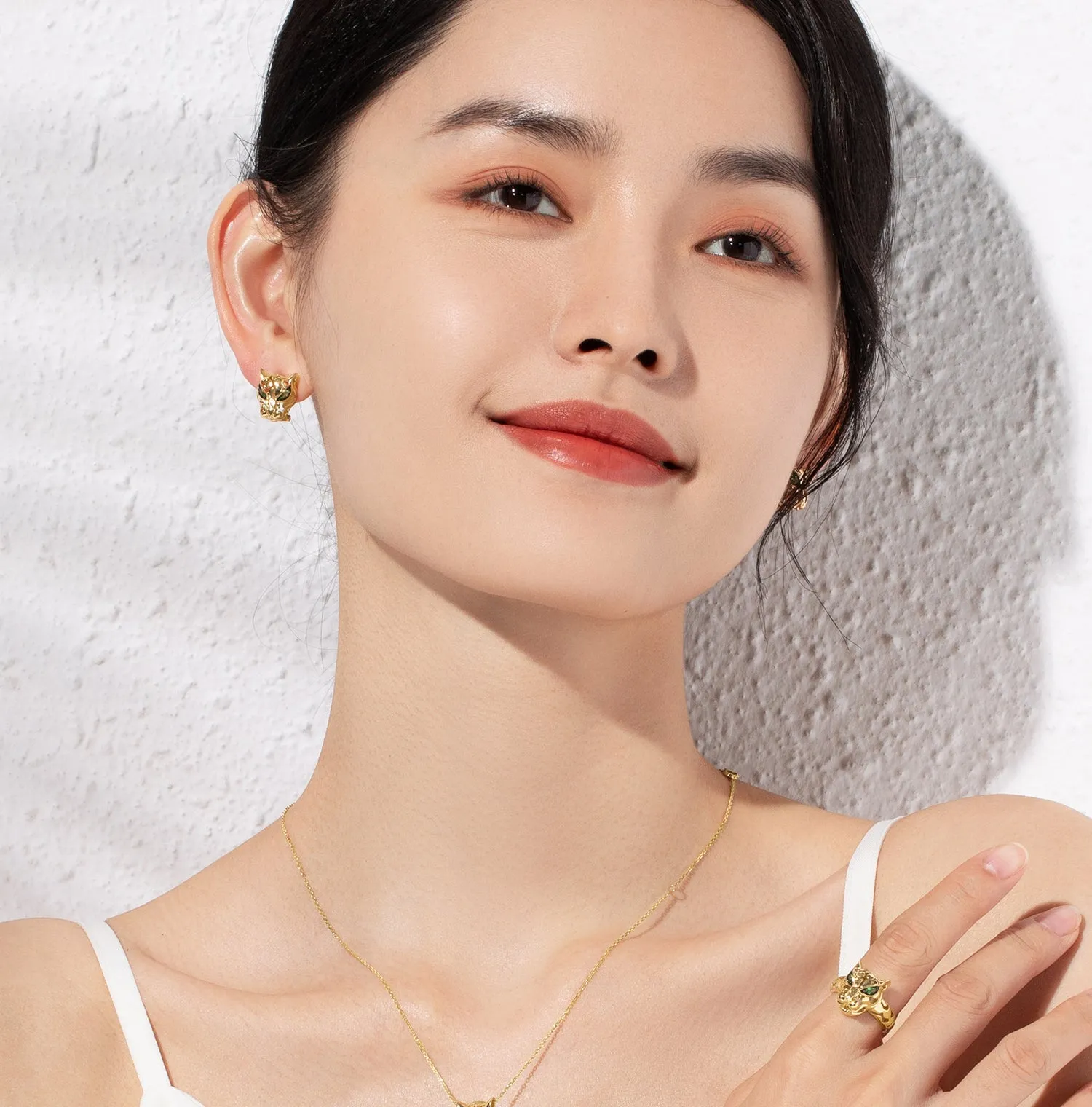 Solid Gold Tsavorite Panther Earrings