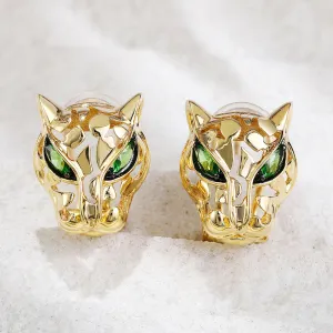 Solid Gold Tsavorite Panther Earrings