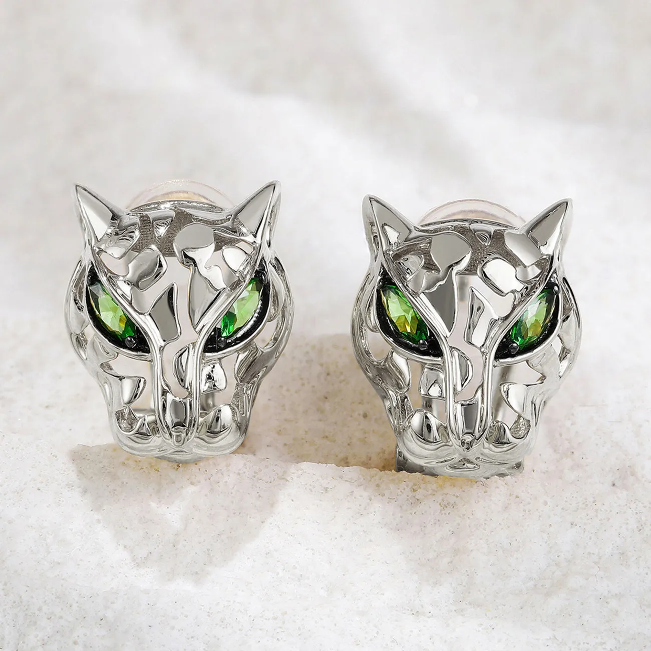 Solid Gold Tsavorite Panther Earrings