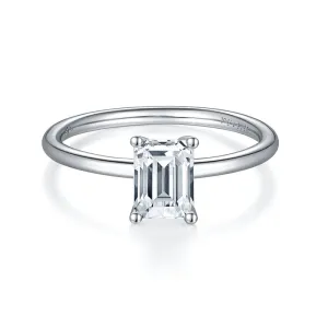 Solitaire 1.0ct Emerald Cut Moissanite Ring