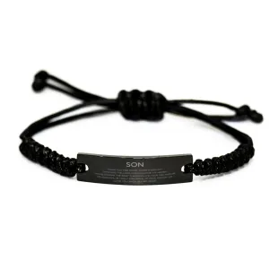 Son Gifts, Thank you for being there every day, Thank You Gifts For Son, Birthday Christmas Black Rope Bracelet For Son