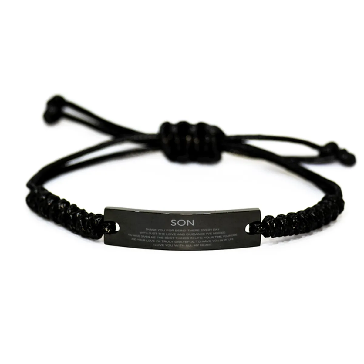 Son Gifts, Thank you for being there every day, Thank You Gifts For Son, Birthday Christmas Black Rope Bracelet For Son