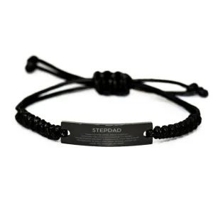 Stepdad Gifts, Thank you for being there every day, Thank You Gifts For Stepdad, Birthday Christmas Black Rope Bracelet For Stepdad