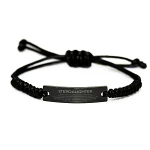 Stepdaughter Gifts, Thank you for being there every day, Thank You Gifts For Stepdaughter, Birthday Christmas Black Rope Bracelet For Stepdaughter