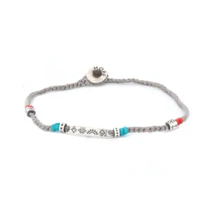 Sterling Silver Spiritual Symbols Grey Woven Hope Braided Bracelet