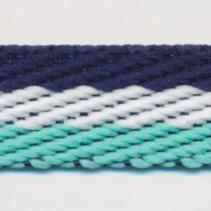 Stripe Twill Tape #103 Night Blue & White & Mint