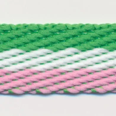 Stripe Twill Tape #19 Yellow Green & White & Cherry