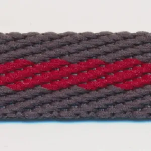 Stripe Twill Tape #39 Steel Black & Scarlet