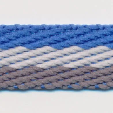 Stripe Twill Tape #40 Cobalt Blue & Pale Silver & Charcoal