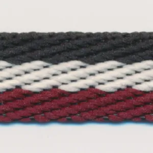 Stripe Twill Tape #42 Green Shadow & Silver & Wine
