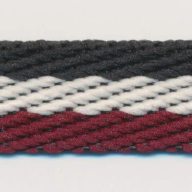 Stripe Twill Tape #42 Green Shadow & Silver & Wine