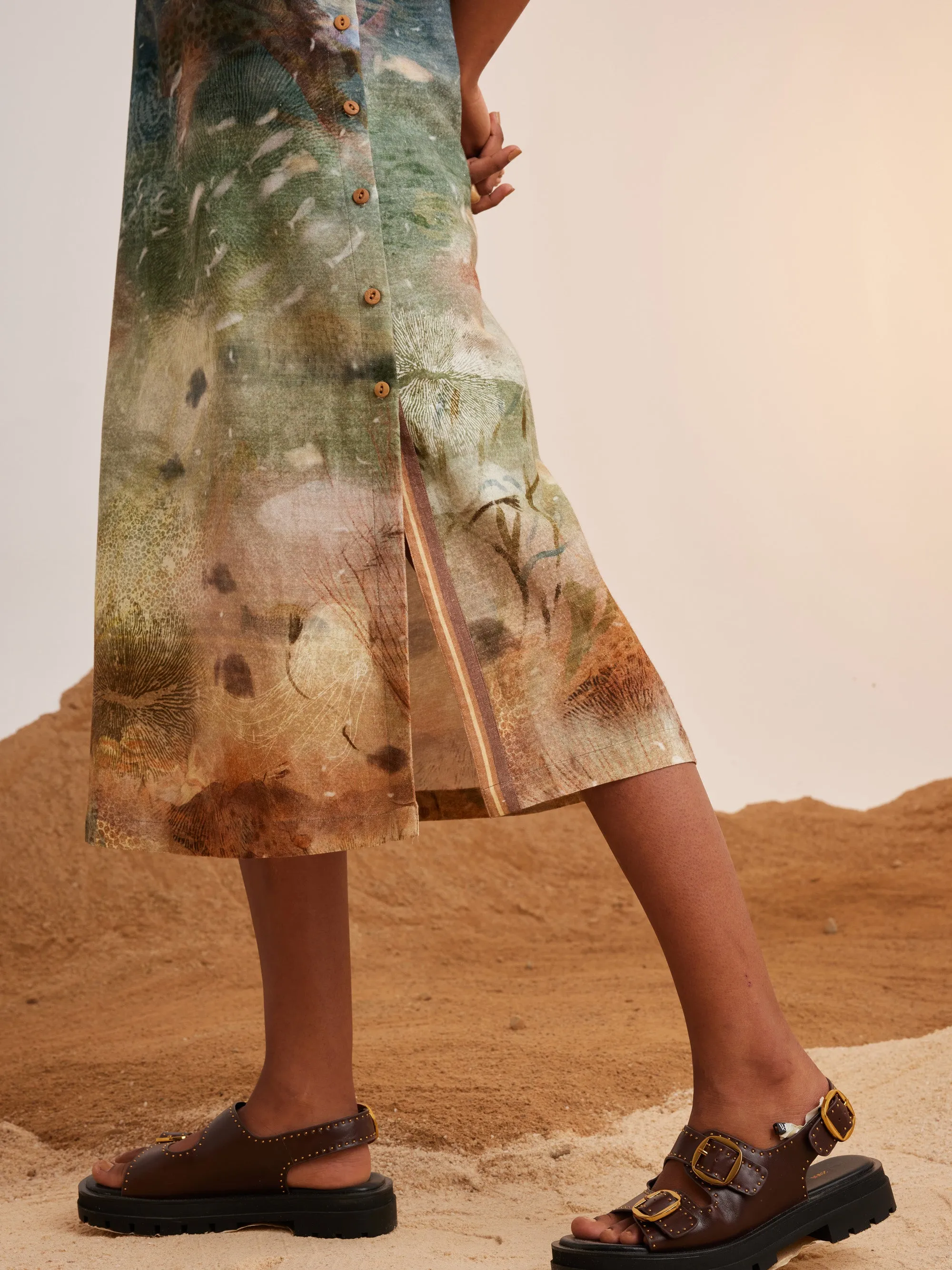 Summer Dress Sleeveless Zen-Underwater-Rayon  Ss25-Zd-Udw-Cord
