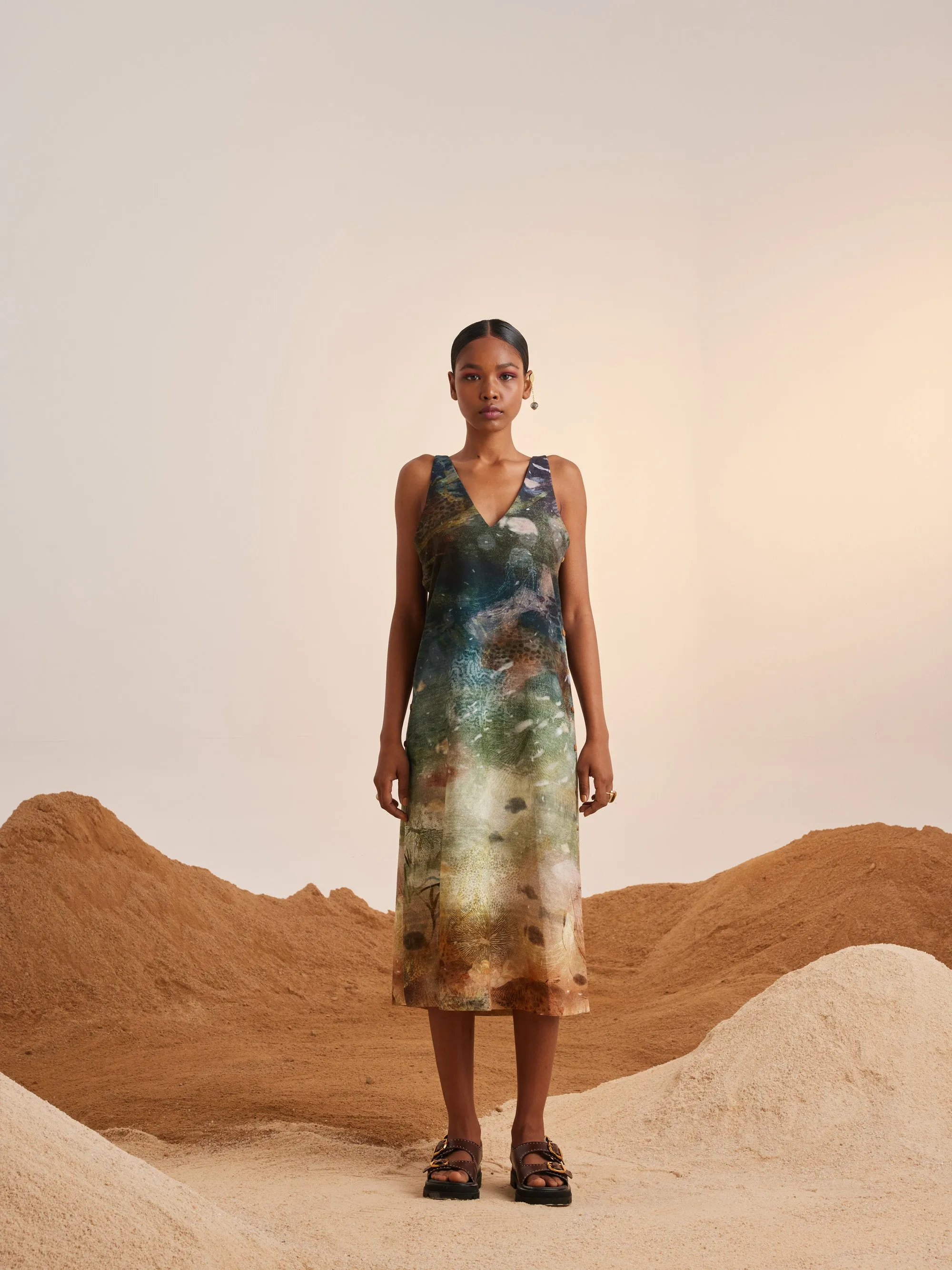 Summer Dress Sleeveless Zen-Underwater-Rayon  Ss25-Zd-Udw-Cord