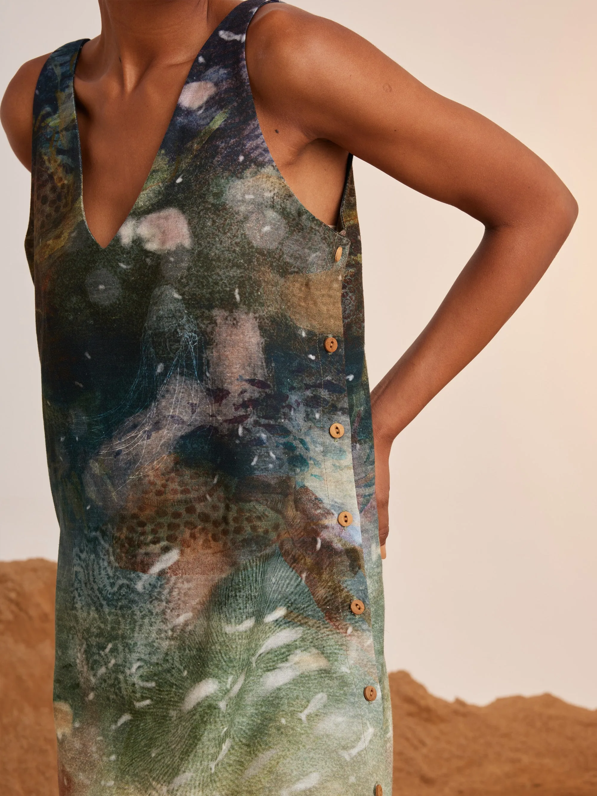 Summer Dress Sleeveless Zen-Underwater-Rayon  Ss25-Zd-Udw-Cord