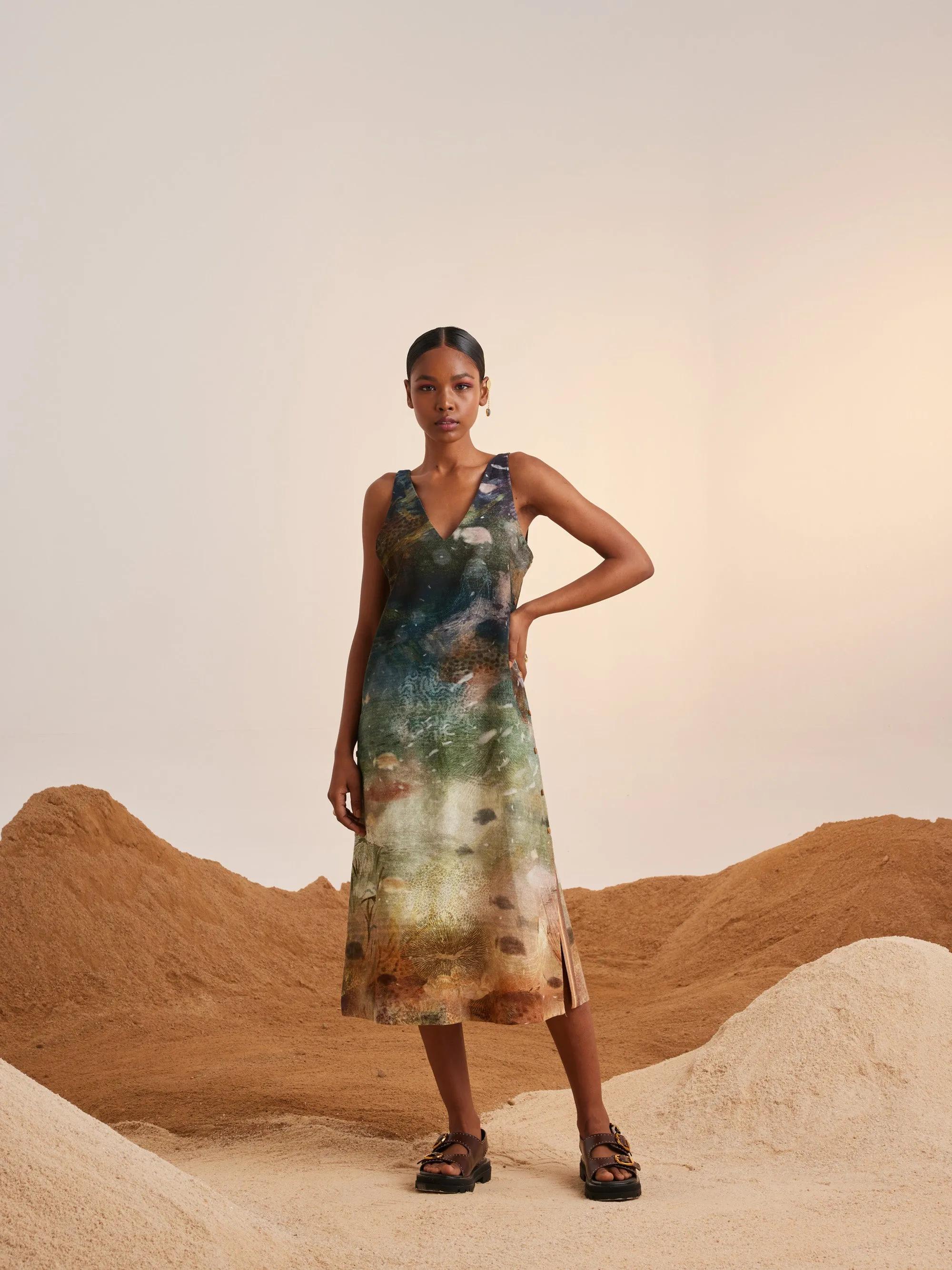 Summer Dress Sleeveless Zen-Underwater-Rayon  Ss25-Zd-Udw-Cord