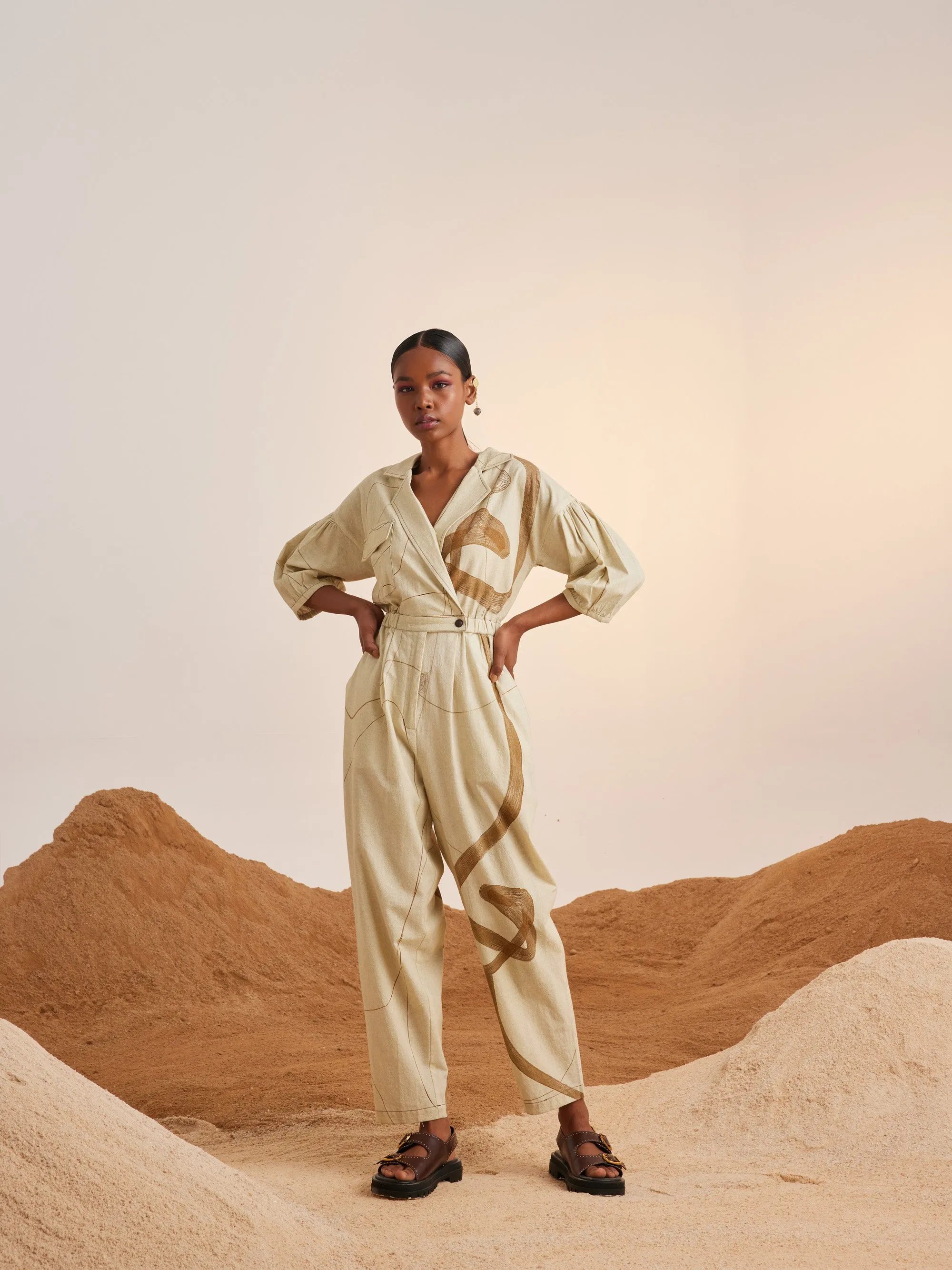 Summer Jumpsuit Topstitch Trail-Cotton Crinkle-Ss25-Tsj-Trl-Cord
