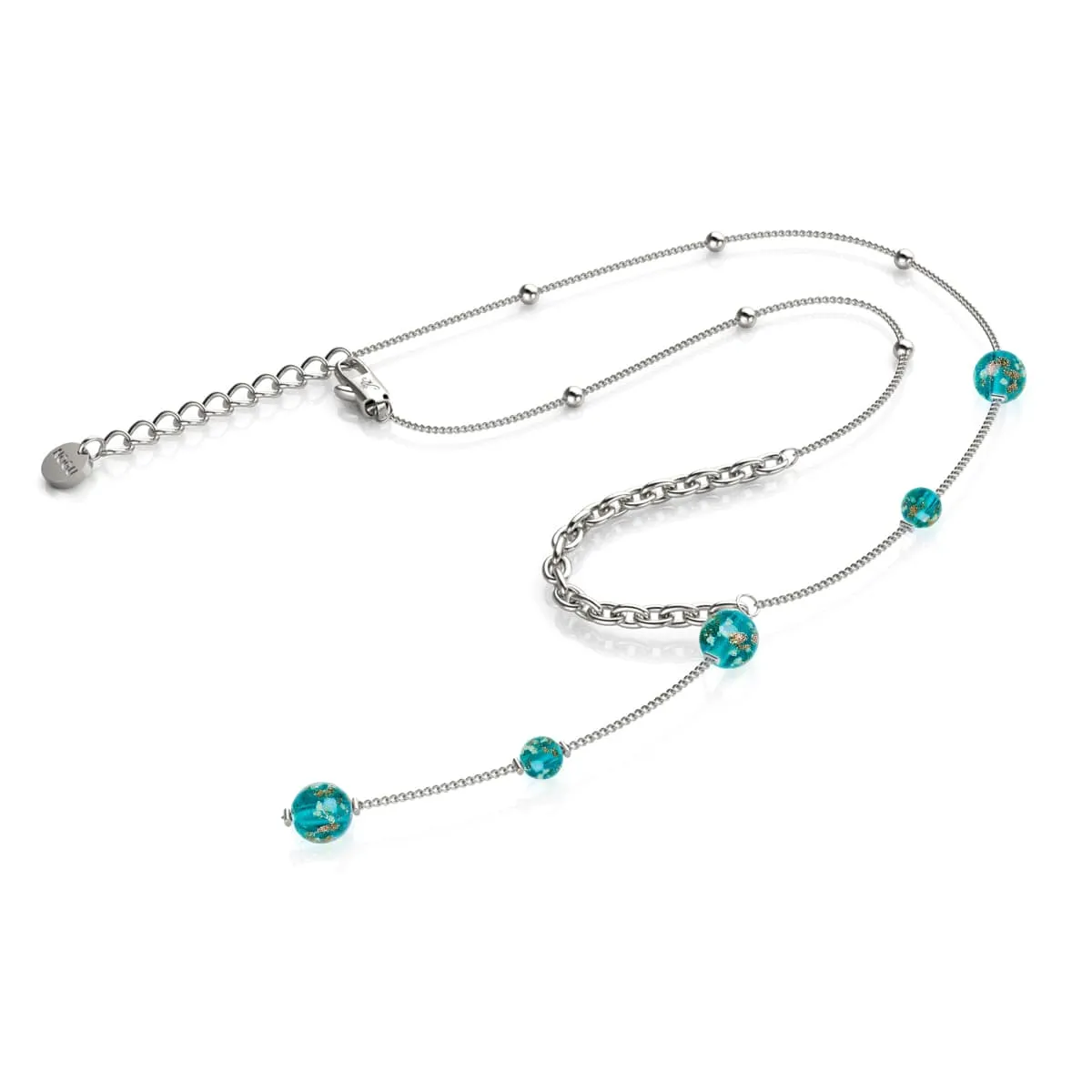 Teal | Silver | Firefly Glass Cascade Double Pendant
