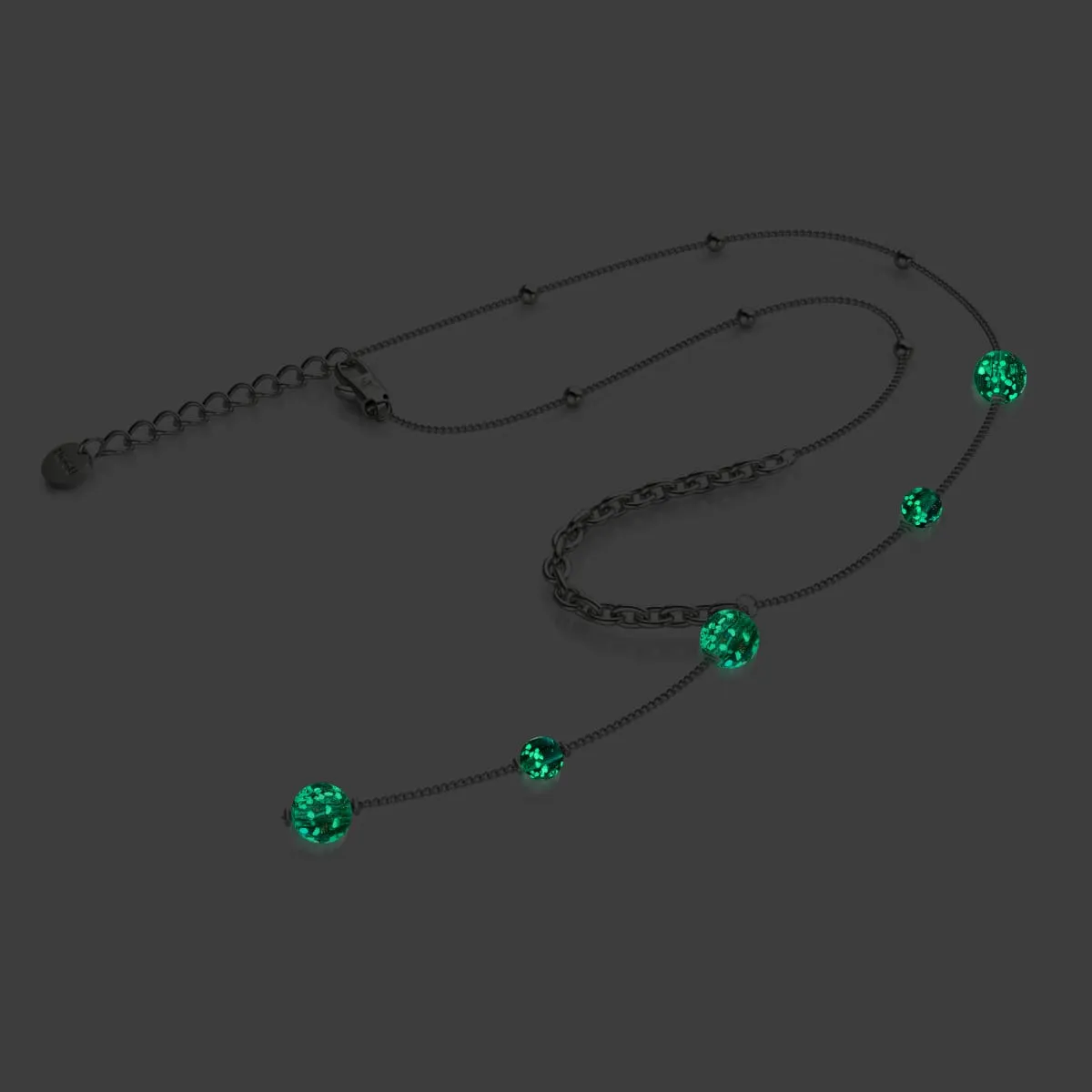 Teal | Silver | Firefly Glass Cascade Double Pendant