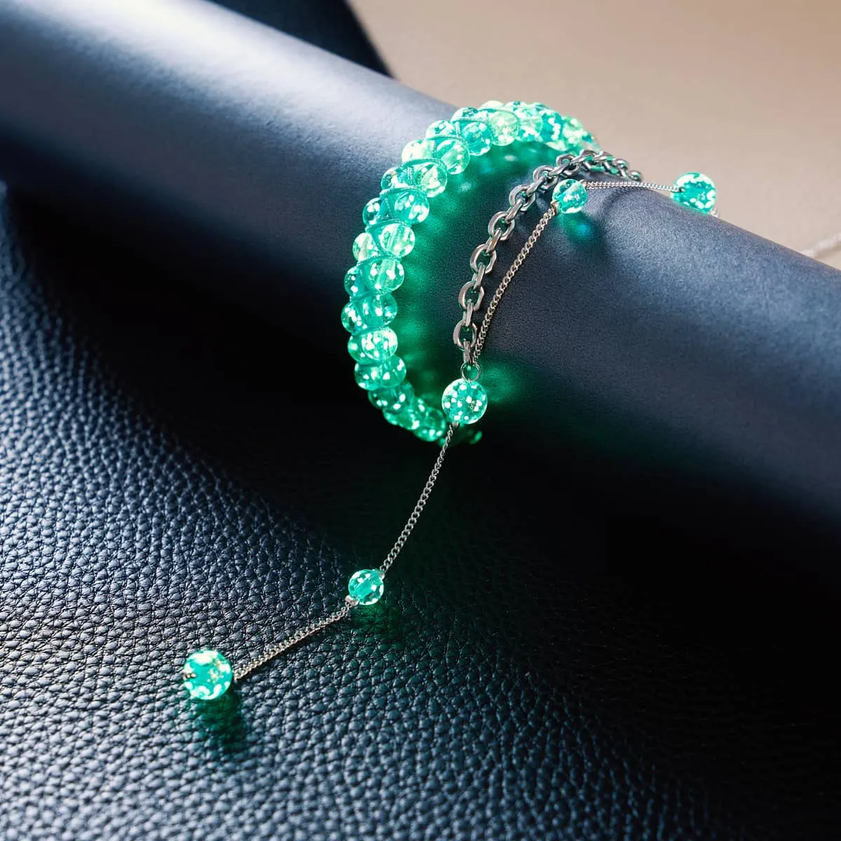 Teal | Silver | Firefly Glass Cascade Double Pendant