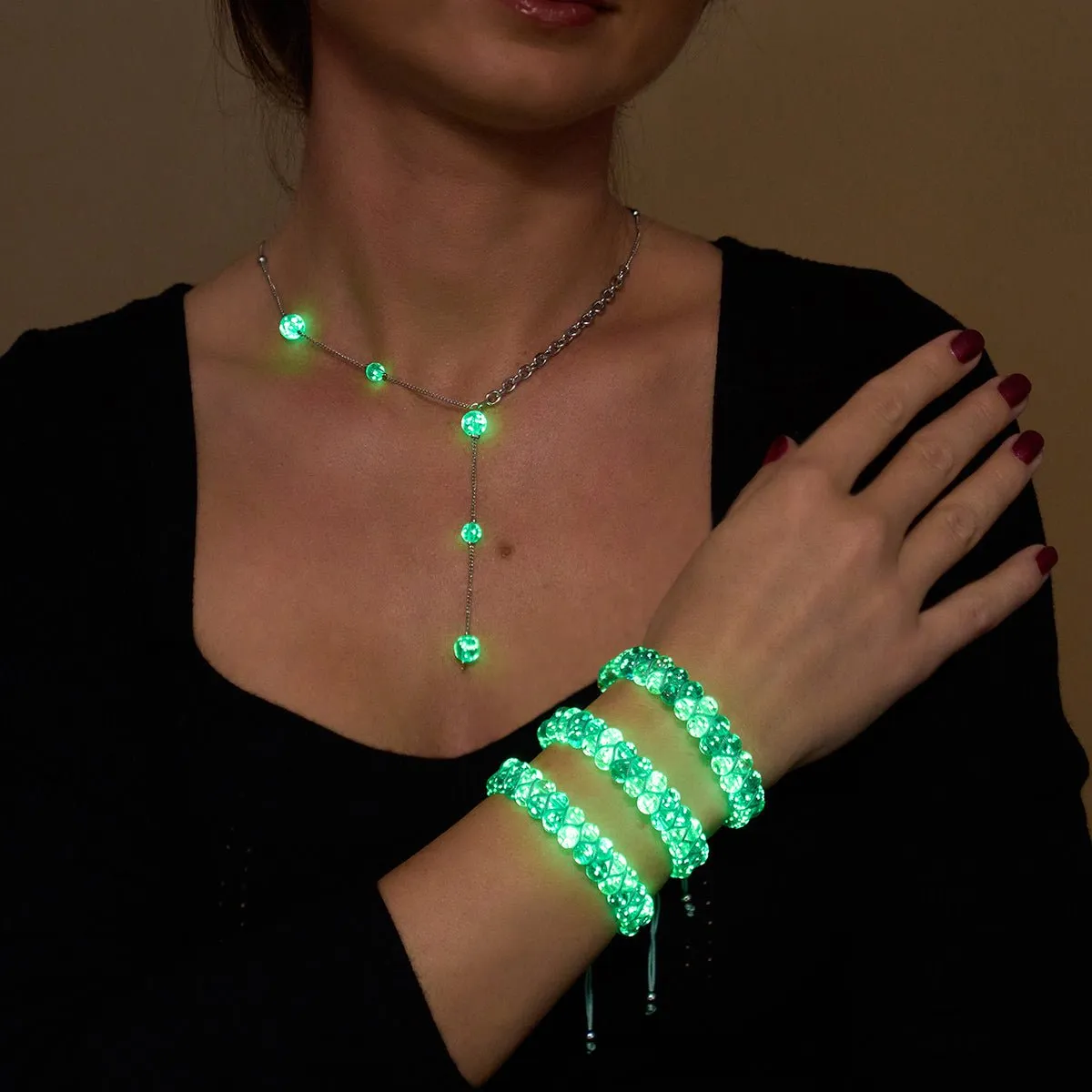 Teal | Silver | Firefly Glass Cascade Double Pendant