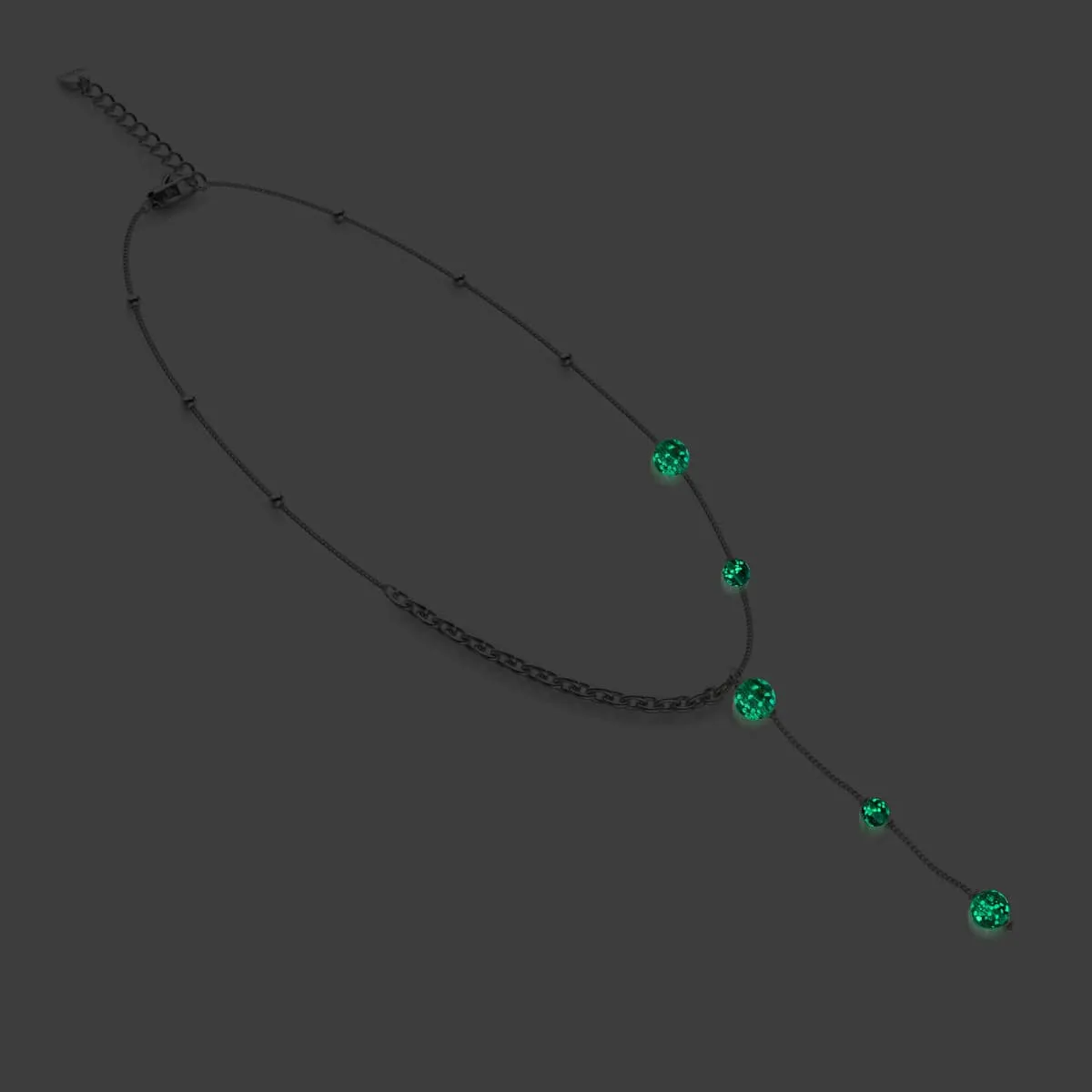 Teal | Silver | Firefly Glass Cascade Double Pendant