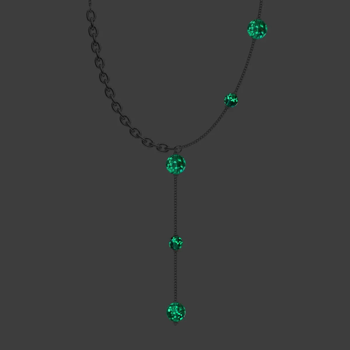 Teal | Silver | Firefly Glass Cascade Double Pendant
