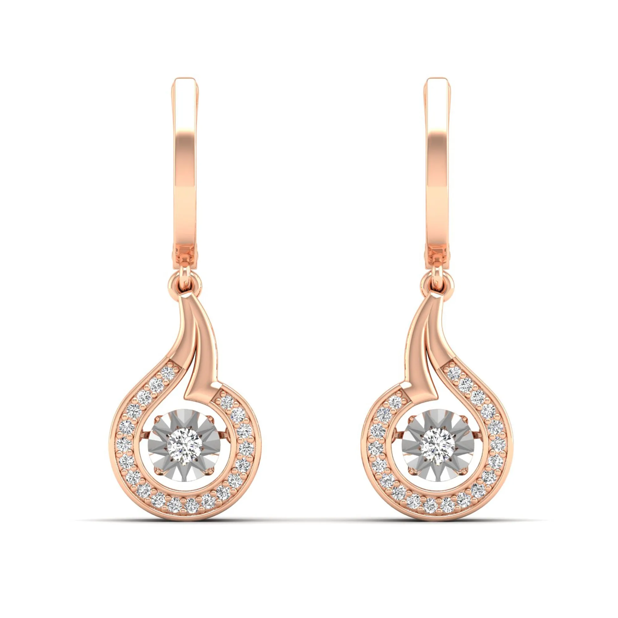 Tear Drop Halo Dangle Dancing Earrings