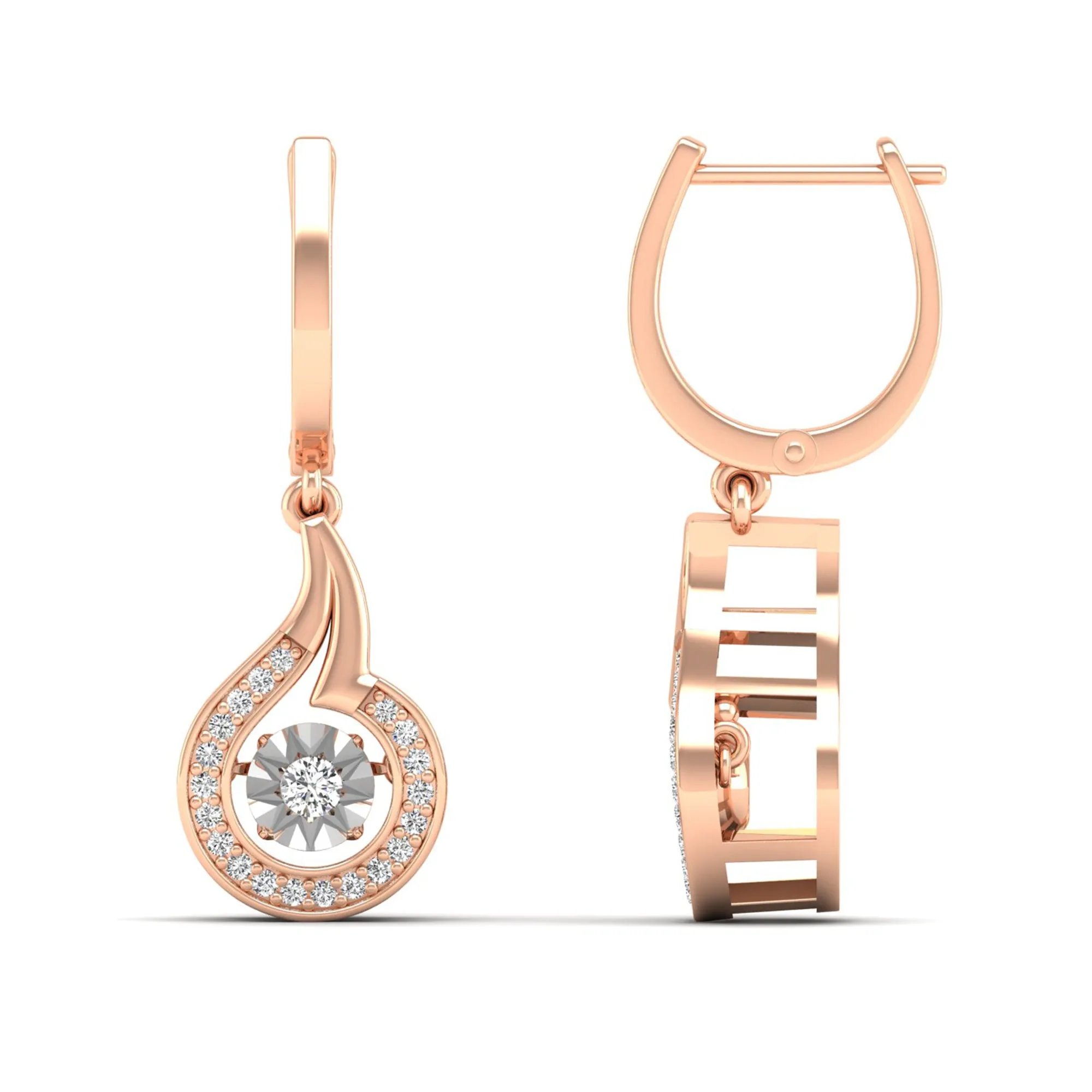 Tear Drop Halo Dangle Dancing Earrings