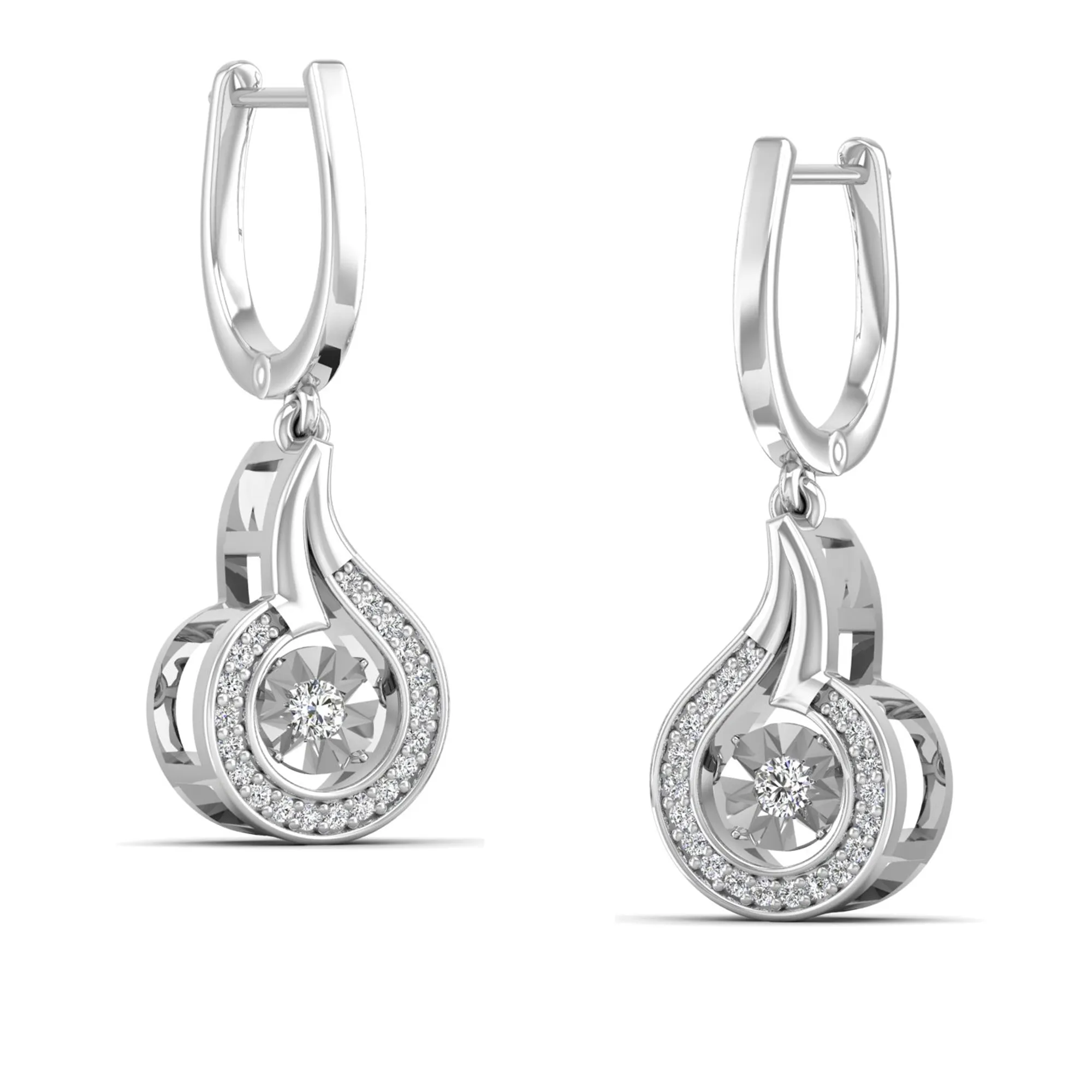 Tear Drop Halo Dangle Dancing Earrings